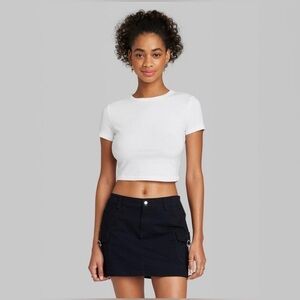 White Short Sleeve Crop Top
